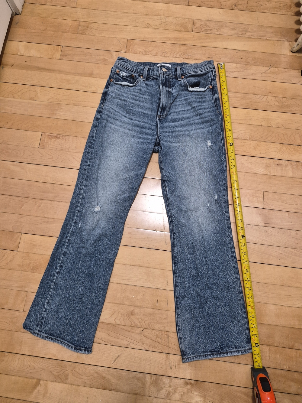 Pistola Size 29 Blue Distressed Ankle Jeans | Faded Wash Straight Leg Denim